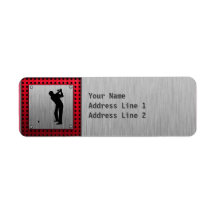 Brushed Aluminum look Golfer Return Address Label