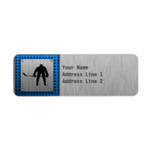 Brushed Aluminum look Hockey Return Address Label