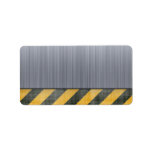 Brushed Metal Hazard Construction Layout Personalized Address Label