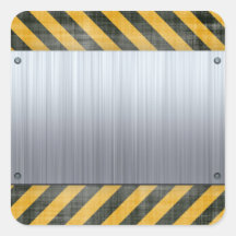 Brushed Metal Hazard Construction Layout Square Stickers