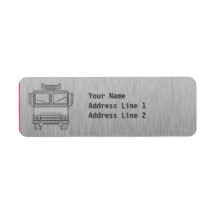 Brushed Metal-look Fire Truck Return Address Labels