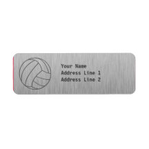 Brushed Metal-look Volleyball Custom Return Address Label