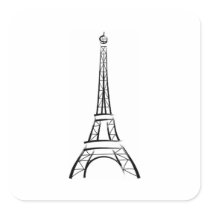 Brushstroke Eiffel Tower Square Sticker