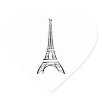 Brushstroke Eiffel Tower Wedding Hearts Stickers