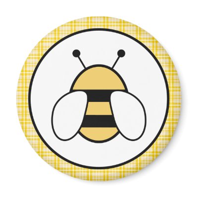 Bubble Bee with Plaid Background Fridge Magnet by doodles_designs
