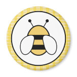 Bubble Bee with Plaid Background magnets