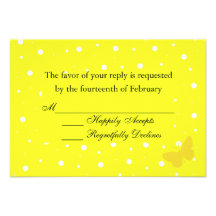 Bubble Butterfly RSVP Card - Yellow Custom Invitations