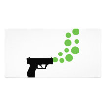 bubble gun with bubbles icon photo card