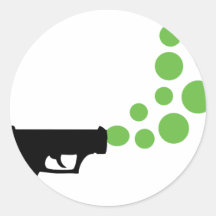 bubble gun with bubbles icon round sticker