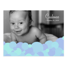 Bubble Photo Birth Announcement Postcards