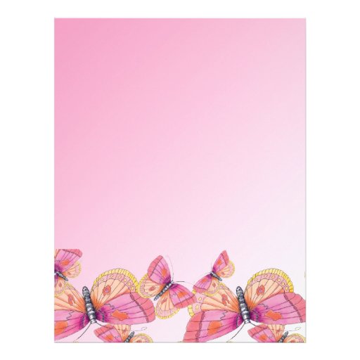 Bubblegum Butterflies Letterhead Template | Zazzle