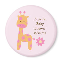 Bubblegum Jungle Giraffe Baby Shower Magnet