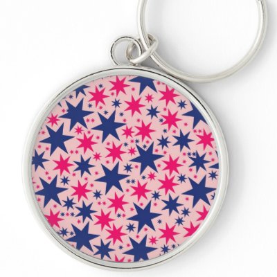 Bubblegum Stars, Pink & Navy, graphics design Key Chains by JayneLogan
