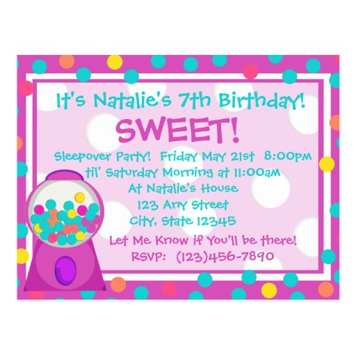 Bubblegum Treat Invitation Post Cards