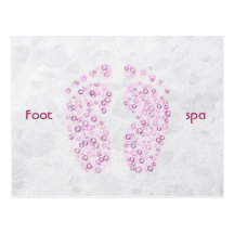 bubbly feet in pink post cards