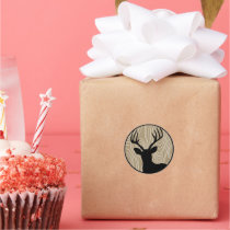 Buck Deer Black Silhouette -Any Colour Wood Grain