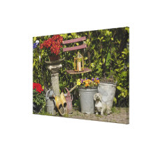 Buckets, shoes, and flowers, Zaanse Schans, Stretched Canvas Print