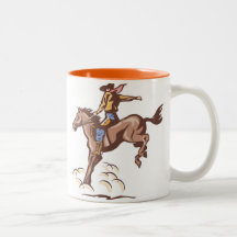 Bucking bronco cowboy coffee mug
