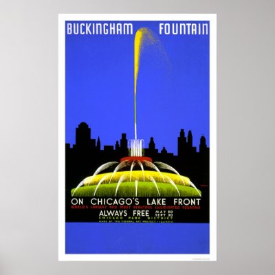 Buckingham Fountain 1939 WPA Print by lc_wpa