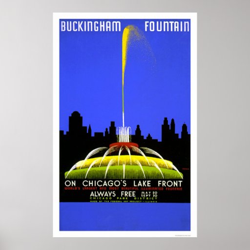 Buckingham Fountain 1939 WPA Print