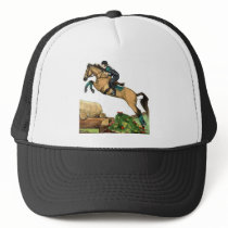 buckskin big leap xc HORSE ART Eventing Trucker Hat
