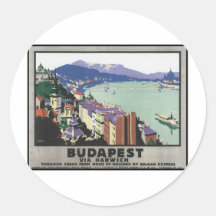 Budapest via Harwich Round Stickers