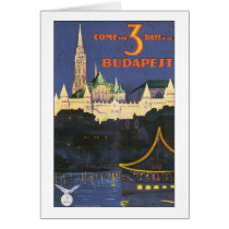 Budapest Vintage Travel Poster Greeting Card