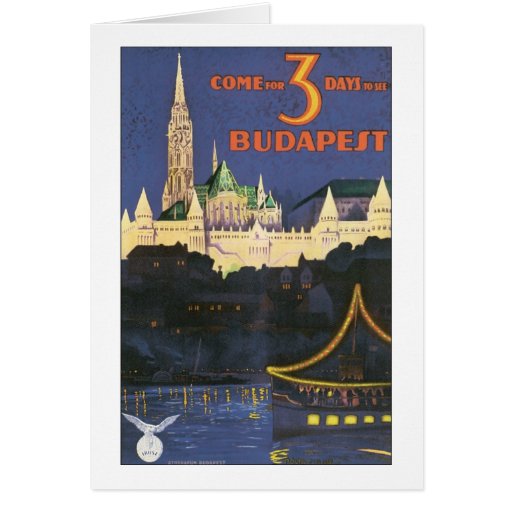 Budapest Vintage Travel Poster Greeting Card