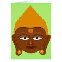 Buddha Head Greeting Card (Green)