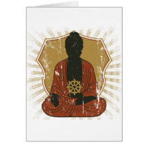 Buddha Meditating Dharma Wheel Card