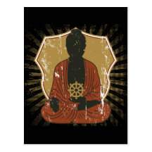 Buddha Meditating Dharma Wheel Post Card