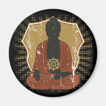 Buddha Meditating Dharma Wheel Refrigerator Magnet