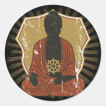 Buddha Meditating Dharma Wheel Stickers