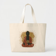 Buddha Meditating Dharma Wheel Tote Bags