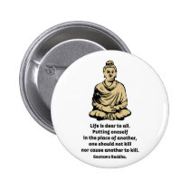 Buddha Quote: Life Is Dear To All buttons