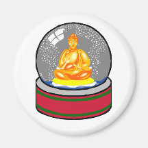 Buddha Snow Globe Fridge Magnet