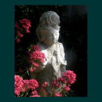 Buddhism Poster Goddess Kuan Yin Buddha Flowers posters