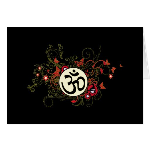Buddhist Floral Om Greeting Card