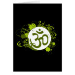 Buddhist Green Floral Om Greeting Cards