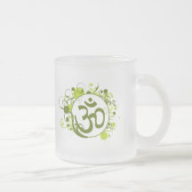 Buddhist Green Floral Om Coffee Mugs