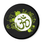 Buddhist Green Floral Om Refrigerator Magnets