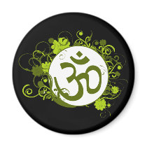 Buddhist Green Floral Om Refrigerator Magnets