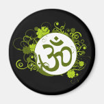 Buddhist Green Floral Om Refrigerator Magnets