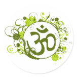 Buddhist Green Floral Om stickers