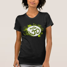 Buddhist Green Floral Om Tshirts