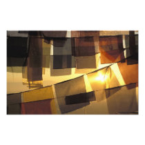 Buddhist prayer flags in the sunset,