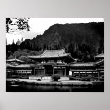 Buddhist Temple 2, Oahu B&W Print