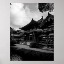 Buddhist Temple Side, Oahu B&W Print