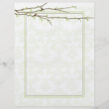 Budding Branches with Birds Border & Damask Flyer