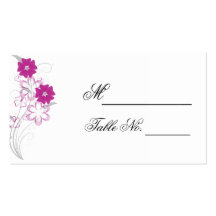 Budding Romance in Fuchsia Wedding Place Card Business Cards